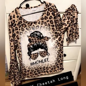 Boutique #Momlife Cheetah Long Sleeve Shirt with Flares Sleeves- Size: 2X